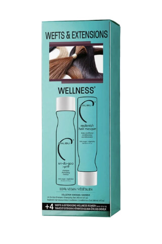 Malibu Weft & Extensions Wellness Collection šampón 266ml + kondicionér 266ml + wellness sáčky 4 kusy