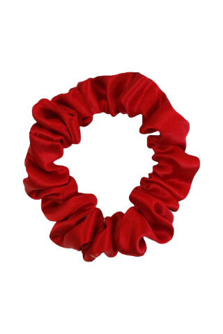 MURU Úzká Hedvábná Scrunchie Gumička - Červená