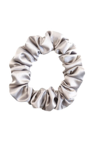 MURU Úzká Hedvábná Scrunchie Gumička - Stříbrná