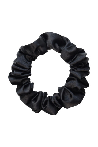 MURU Úzká Saténová Scrunchie gumička - Černá Lesklá