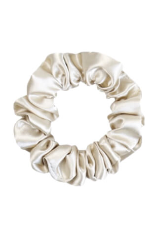 MURU Úzká Saténová Scrunchie gumička - Krémová Champagne Lesklá