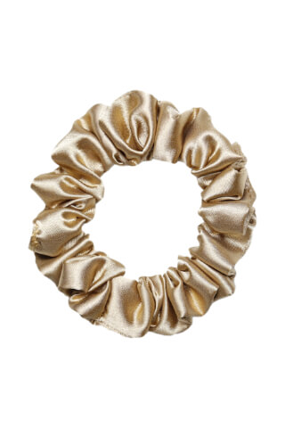 MURU Úzká Saténová Scrunchie gumička - Krémová Zlatá Lesklá