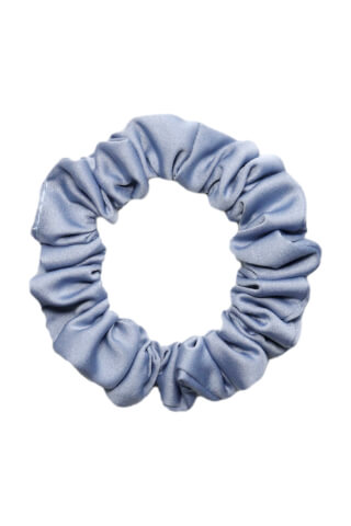 MURU Úzká Saténová Scrunchie gumička - Modrošedá Lesklá