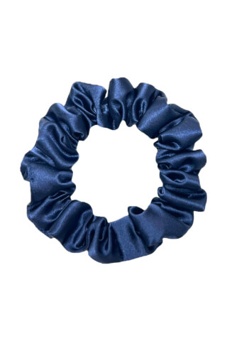 MURU Úzká Saténová Scrunchie gumička - Tmavě modrá Lesklá