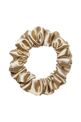 MURU Úzká Saténová Scrunchie gumička - Zlatá Lesklá