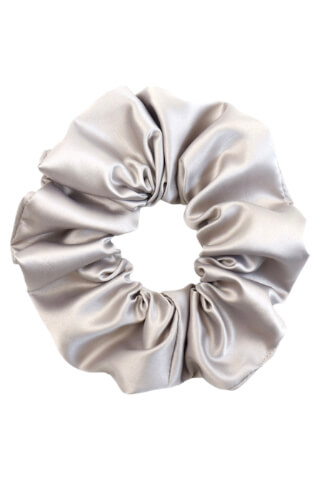 MURU Velká Hedvábná Scrunchie Gumička - Stříbrná