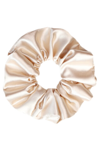 MURU Veľká Saténová Scrunchie gumička - Krémová Champagne Lesklá