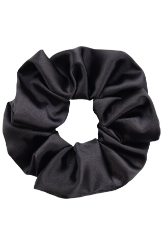 MURU Veľká Saténová Scrunchie gumička - Čierna Lesklá