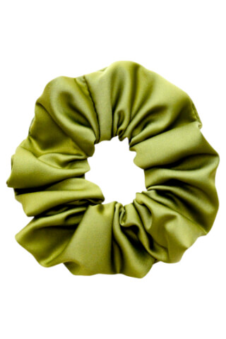 MURU Veľká Saténová Scrunchie gumička - Olivová Matná