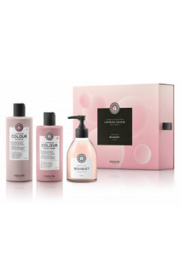 Maria Nila Luminous Colour darčeková sada šampón 350 ml + kondicionér 300 ml + tekuté mydlo Bouquet 300 ml