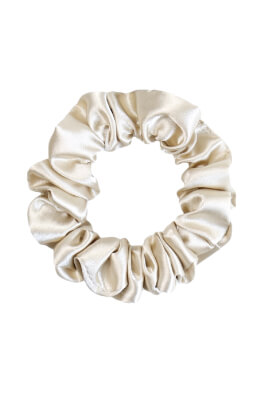 MURU Úzka Hodvábna Scrunchie Gumička - Béžová