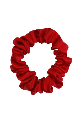 MURU Úzká Hedvábná Scrunchie Gumička - Červená
