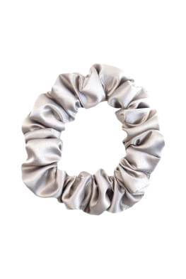 MURU Úzká Hedvábná Scrunchie Gumička - Stříbrná