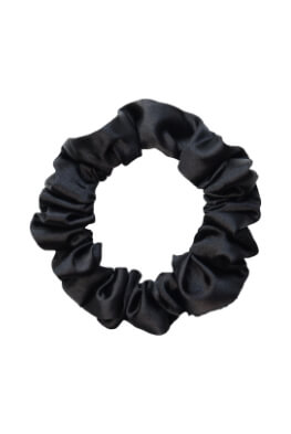 MURU Úzka Saténová Scrunchie gumička - Čierna Lesklá