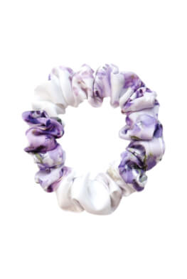 MURU Úzka Saténová Scrunchie gumička - Flower