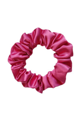 MURU Úzká Saténová Scrunchie gumička - Magenta Lesklá