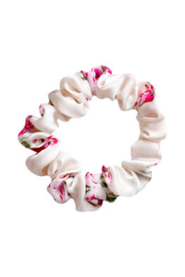 MURU Úzka Saténová Scrunchie gumička - Rose