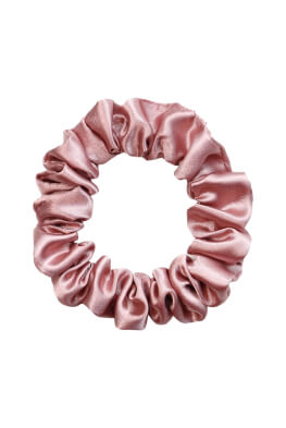 MURU Úzka Saténová Scrunchie gumička - Staroružová Lesklá