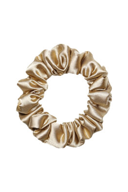 MURU Úzka Saténová Scrunchie gumička - Zlatá Lesklá
