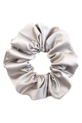 MURU Velká Hedvábná Scrunchie Gumička - Stříbrná
