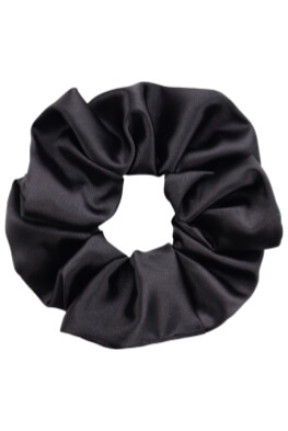 MURU Veľká Saténová Scrunchie gumička - Čierna Lesklá