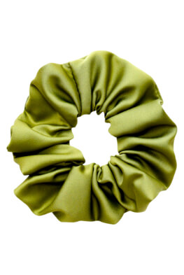 MURU Veľká Saténová Scrunchie gumička - Olivová Matná